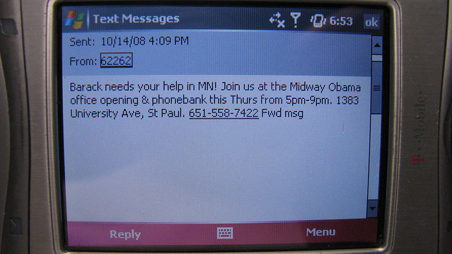 Barack Obama Text Message - 101408 - Barack Needs Your Help In MN by DavidErickson