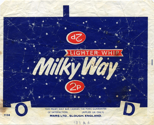  UK - Mars - Milky Way 2p candy bar wrapper - 1970's 