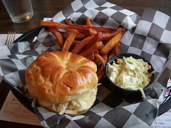 Crab Croissant and Sweet Potato Fries