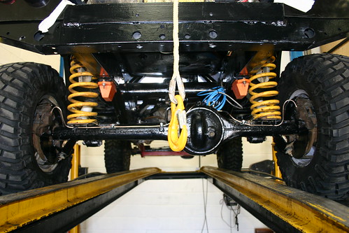 Here you can see the (nearly) finished rear axle. Note brake pipes.