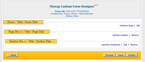 Screenshot of 'Therap Custom Form Designer' page