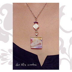 Original Glass Tile Pendant . Designs, illustration Heart in the clouds by Lore M.