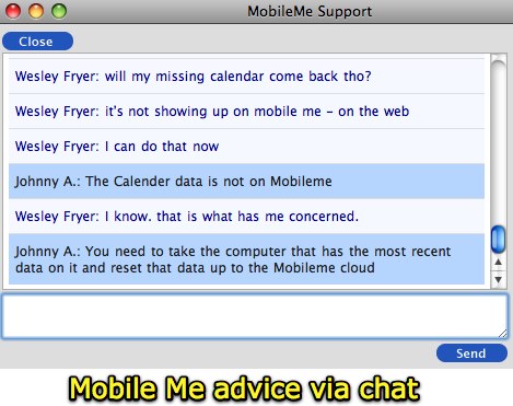 Mobile Me advice via chat