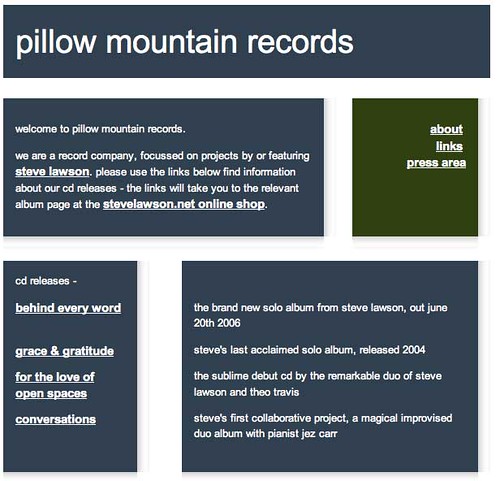 Pillow Mountain Records - how the site used to look...