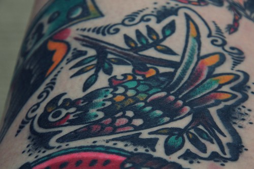 parrot tattoo. Bert Krak#39;s parrot tattoo
