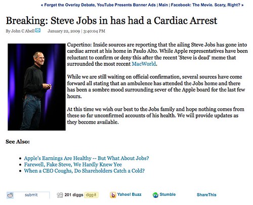 Steve Jobs Heart Attack Hoax on Wired.com