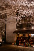 カフェで夜桜
