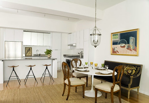 White Kitchen Dining Area: Modern-Traditional