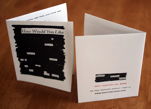 NEWSPAPER BLACKOUT POEMS VALENTINES DAY CARD