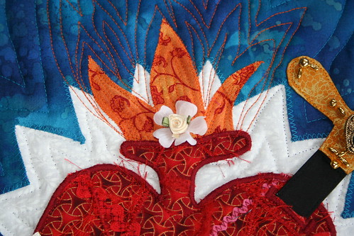 Closeup of flames and heart