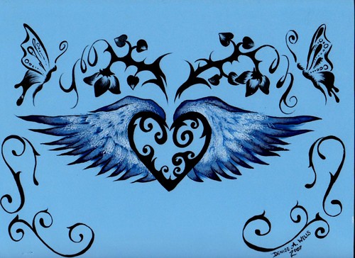 heart tattoo designs. Winged Heart Tattoo Design by
