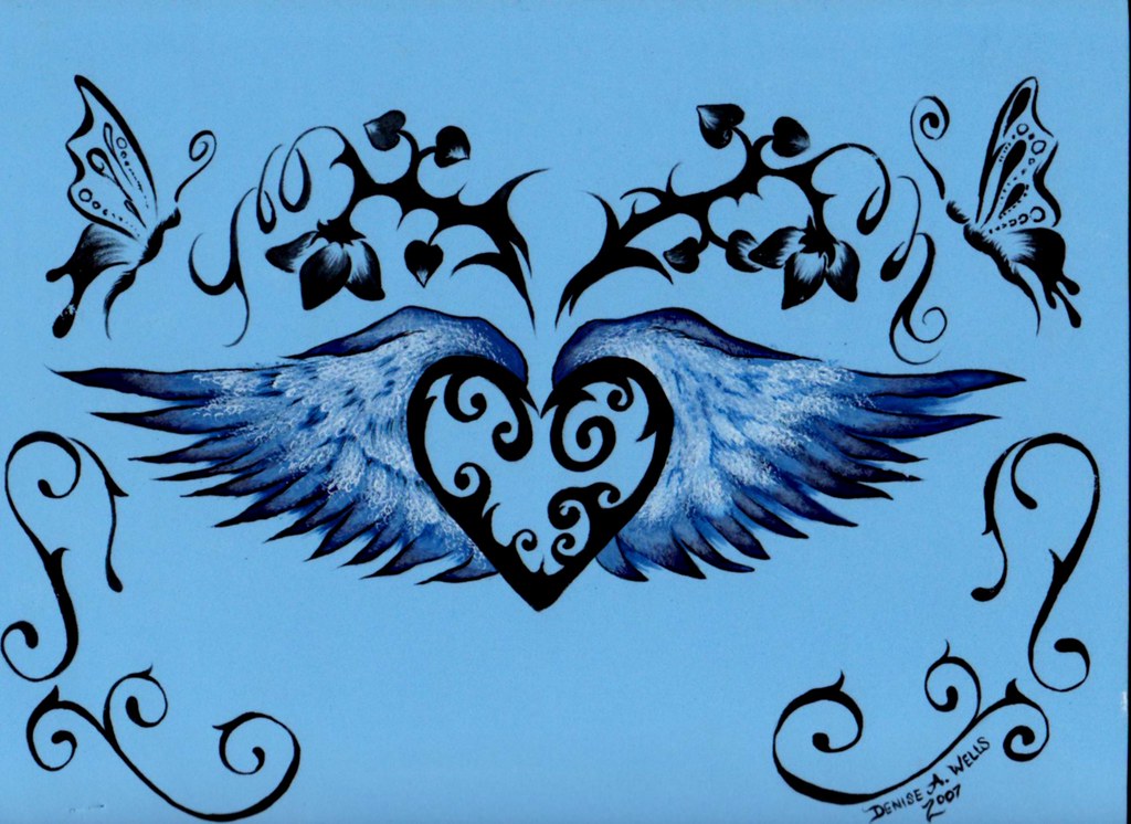 Winged Heart Tattoo Design by Denise A. Wells