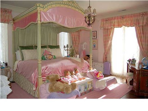 pink canopy bed