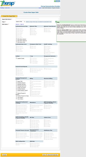 Screenshot of Create New Super Role page for agency wide type
