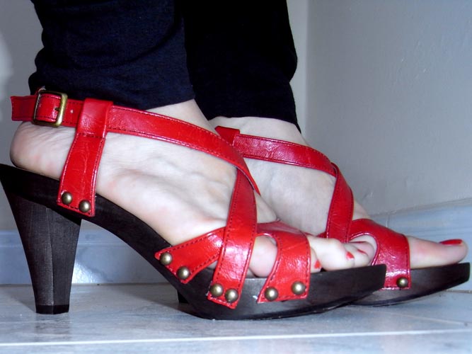 Red wood heels