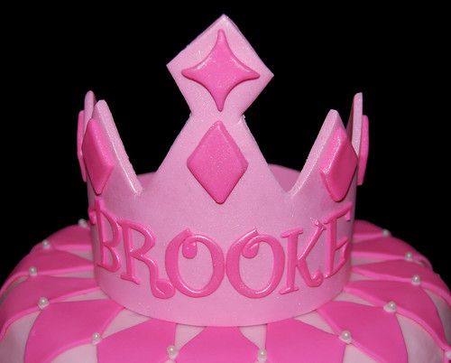 Pink Princess Cake with Tiara Crown closeup