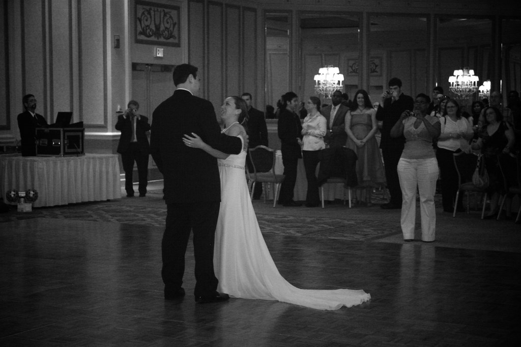 Bride and Groom first dance at banquet hall ballroom reception in Virginia