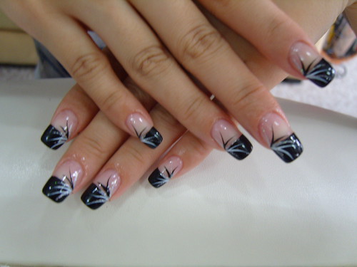Black french nails 
manicure design from nail art gallery