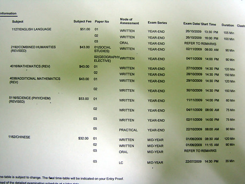 Is This Singapore's 2009 O Level Exam Timetable? - Jφss Sticks ...
