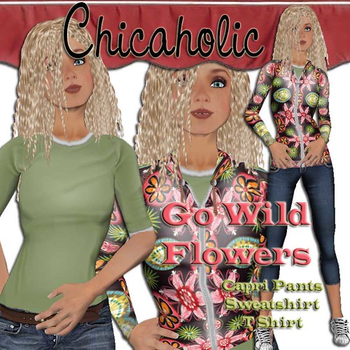 Chicaholic Go Wild Flowers Outfit (Jeans, Sweatshirt, T Shirt) by Shabby Chics