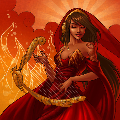 Spirit of the Firebird Harp by Jessica Oyhenart