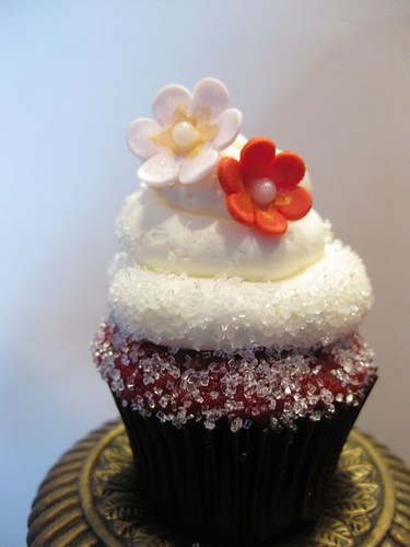 Mini Red Velvet Cupcake with Sugar Flowers