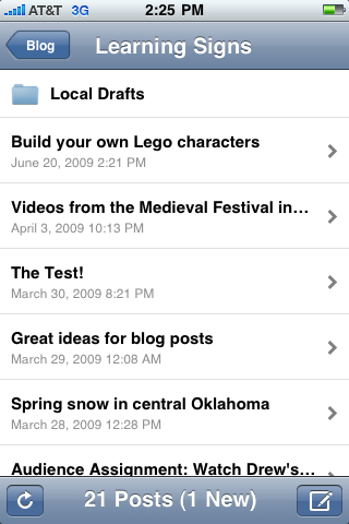 Interface for WordPress for iPhone Application