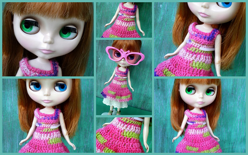 Clementine in Her New Crocheted Dress (Collage)