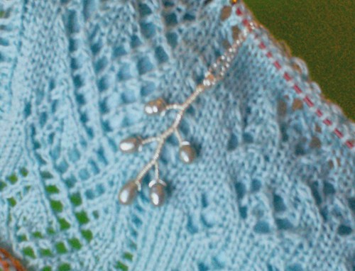 Wings of a Dream Swan Lake mystery stole with pale blue pearl Pebble Collection sterling silver wire wrapped necklace