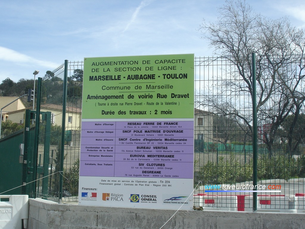 Travaux réalisés dans le cadre de l'augmentation de capacité de la section de ligne Marseille - Aubagne - Toulon