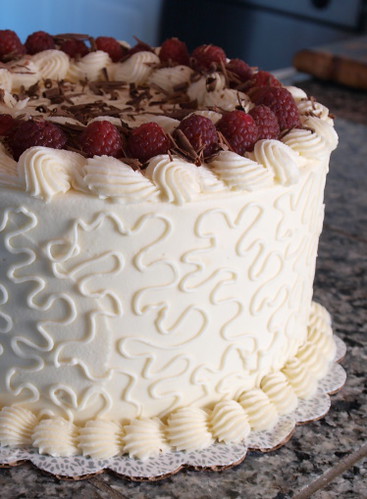 Raspberry and Chocolate Ganache Cake with White Chocolate Buttercream