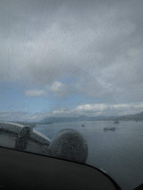 raindrops on a float plane windshield, Tongass Narrows, Alaska