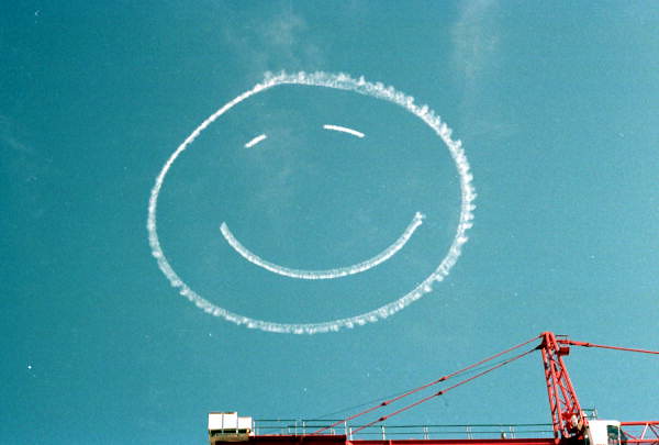 Smiley face written in the sky during the inauguration of Governor Bob Martinez