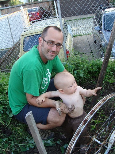 Eric and Silas in the garden