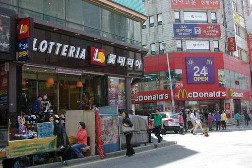 LOTTERIA and McDonald's in Seomyeon,Busanjin-gu,Busan,S.Korea /May 2,2010