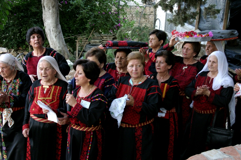 Palestinian Women in Traditional Dress in BirZeit  Ramallah