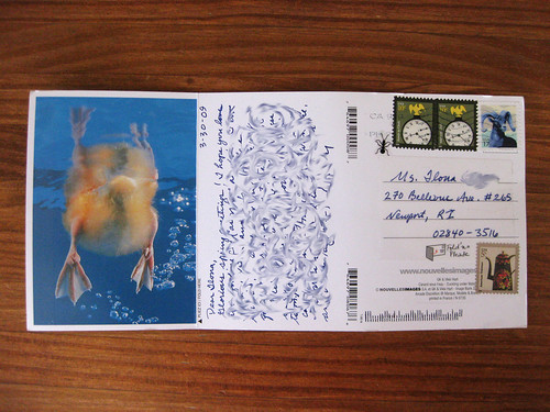 Duck folding postcard, open