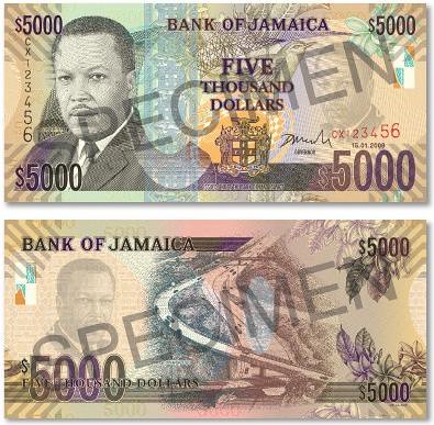 Jamaica 5000 banknote