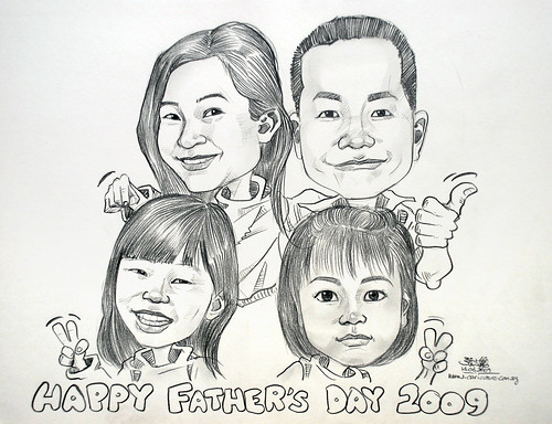 Family caricature in pencil 140609