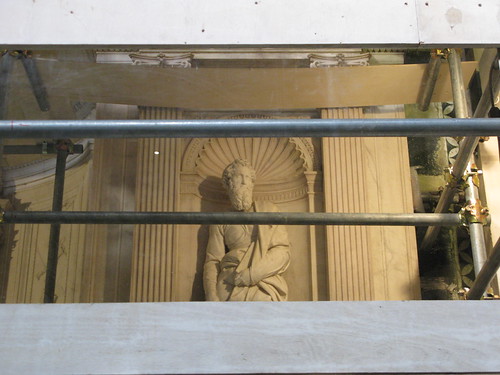 Michelangelo sculpture behind