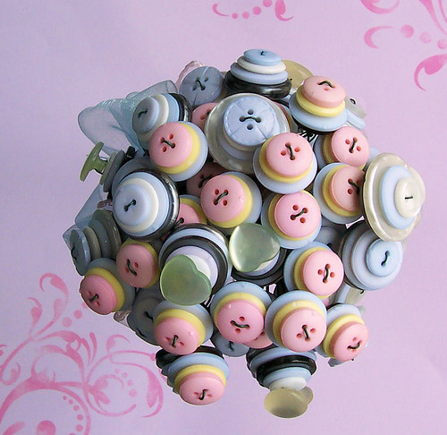 Pastel Pink and Blue Wedding Button Bouquet