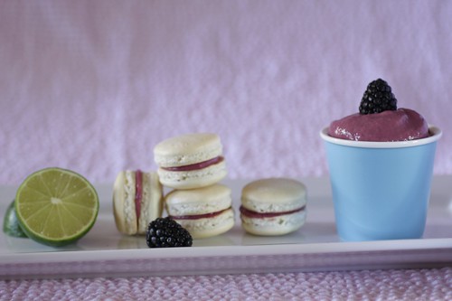 macarons with blackberry-lime curd