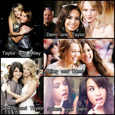 selena gomez miley cyrus taylor swift. Miley Cyrus/Taylor Swift/Demi Lovato/Selena Gomez. edited by me