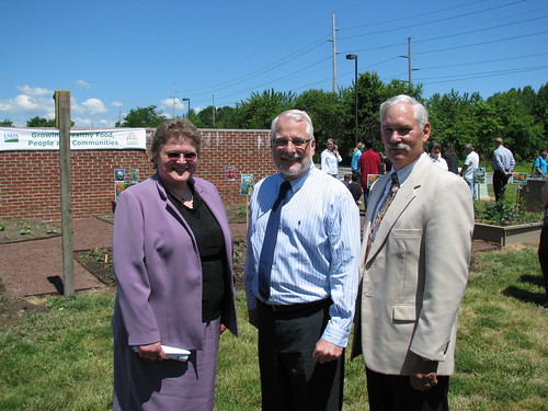 At the New Dover, Delaware People's Garden: (Left to Right)  Deputy Under Secretary for Rural Development Cheryl L. Cook; Chief Dave White, Natural Resources Conservation Service; and Under Secretary for Farm and Foreign Agricultural Services Michael Scuse. 