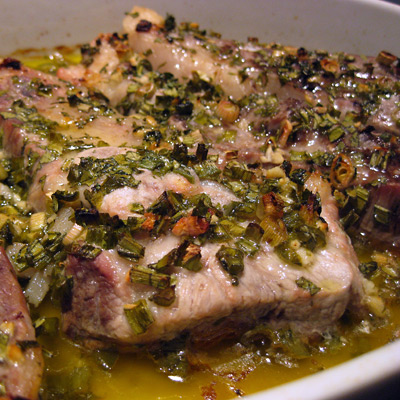 cilantro and ginger baked pork