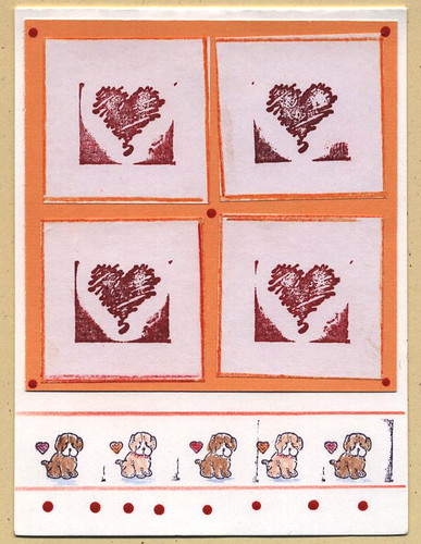 Pictures Of Puppies And Hearts. Rubberstamp hearts card with puppies