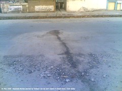 Roadside bombs buried underneath a road in Sharif Abad, Mingora Swat Valley