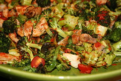Roasted broccoli salad with roasted pepper vinaigrette