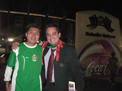 Edgar and Paco outside the stadium