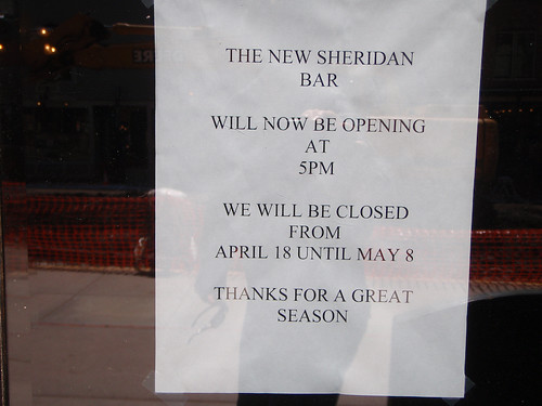 New Sheridan Bar Off Season Sign